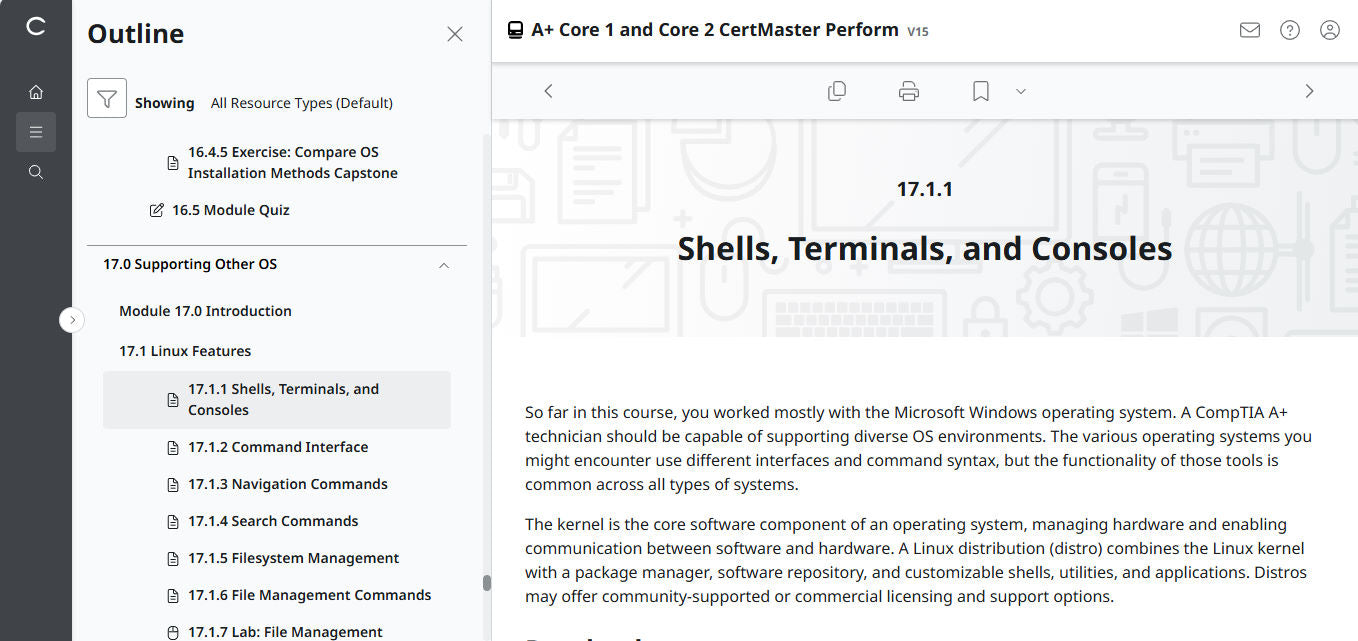 🛒CompTIA A+ Core 1 & Core 2 (V15) – CertMaster Perform (Truy Cập 4 Tháng, Tài Liệu Học Tập Chính Thức)